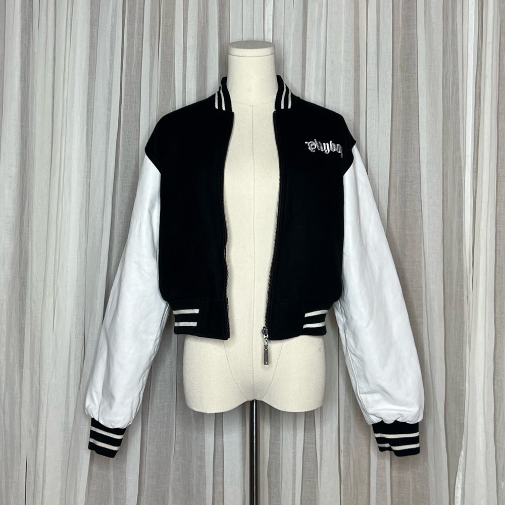 Y2K Playboy Black & White Reversible Varsity Jacket - Picture 4 of 11